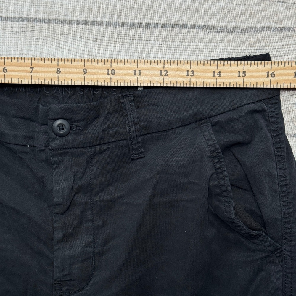American Eagle Cargo Pants Women's 10 Long Black Wide Leg Relaxed Fit Utility - Picture 3 of 8